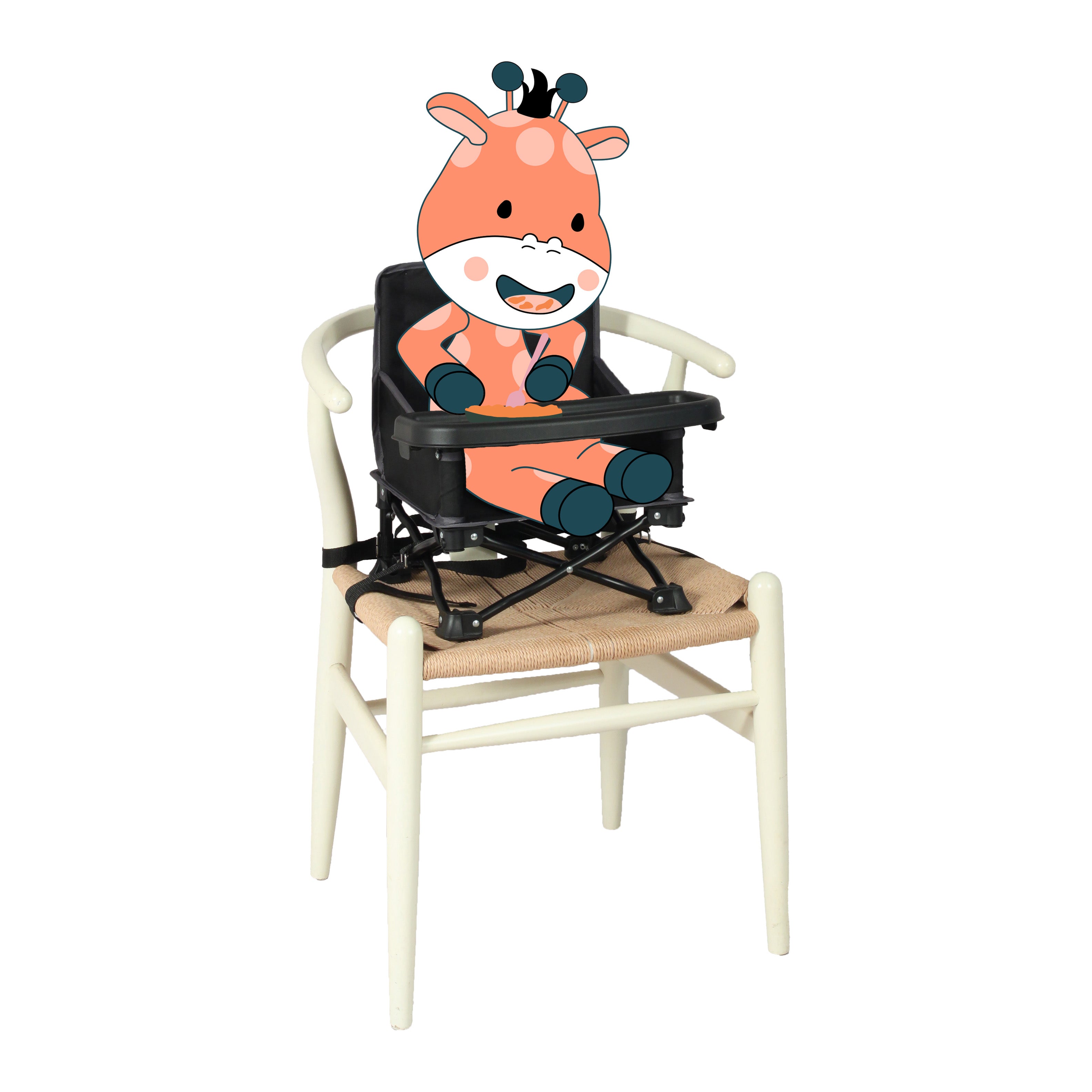 Rehausseur Chaise Enfant Pliable Nomade - Coussin Siège Avec Rangement Et Harnais 5 Points