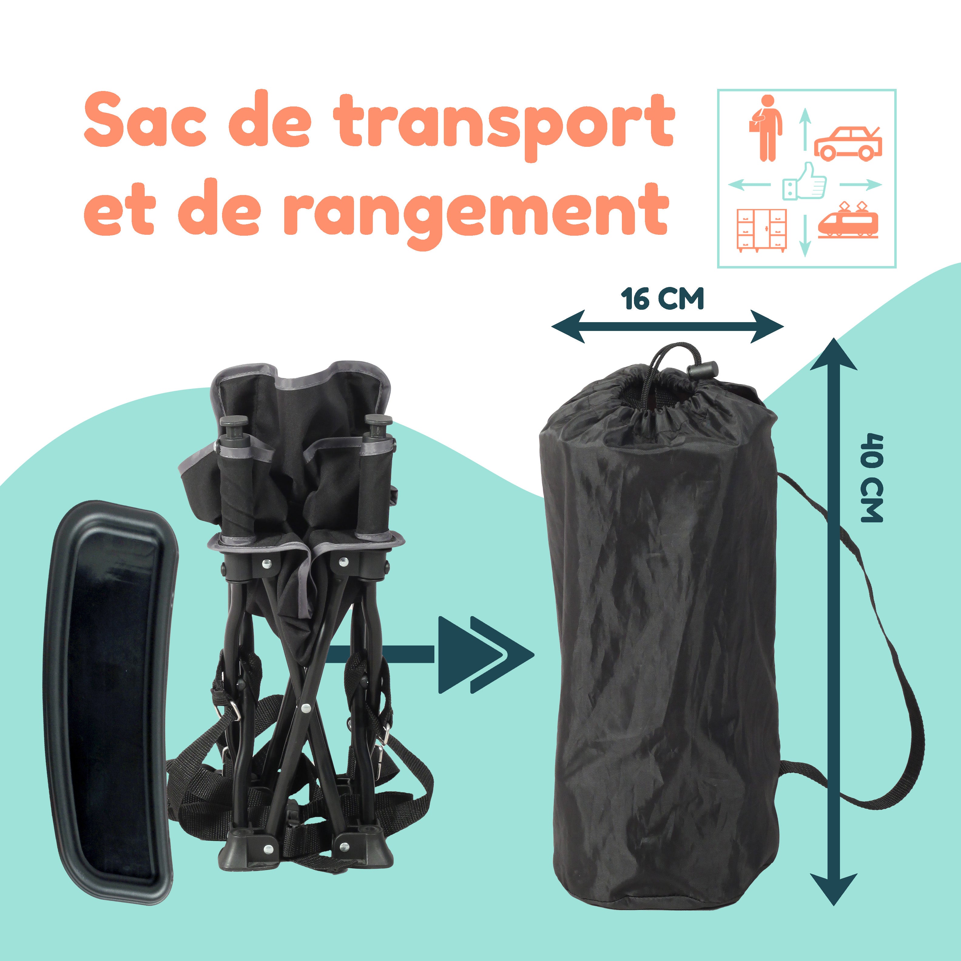 Rehausseur Chaise Enfant 'Chaizounette' - BAMBISOL - Evolutif dès 6 mois -  Sac Transport - Siège Camping Enfant