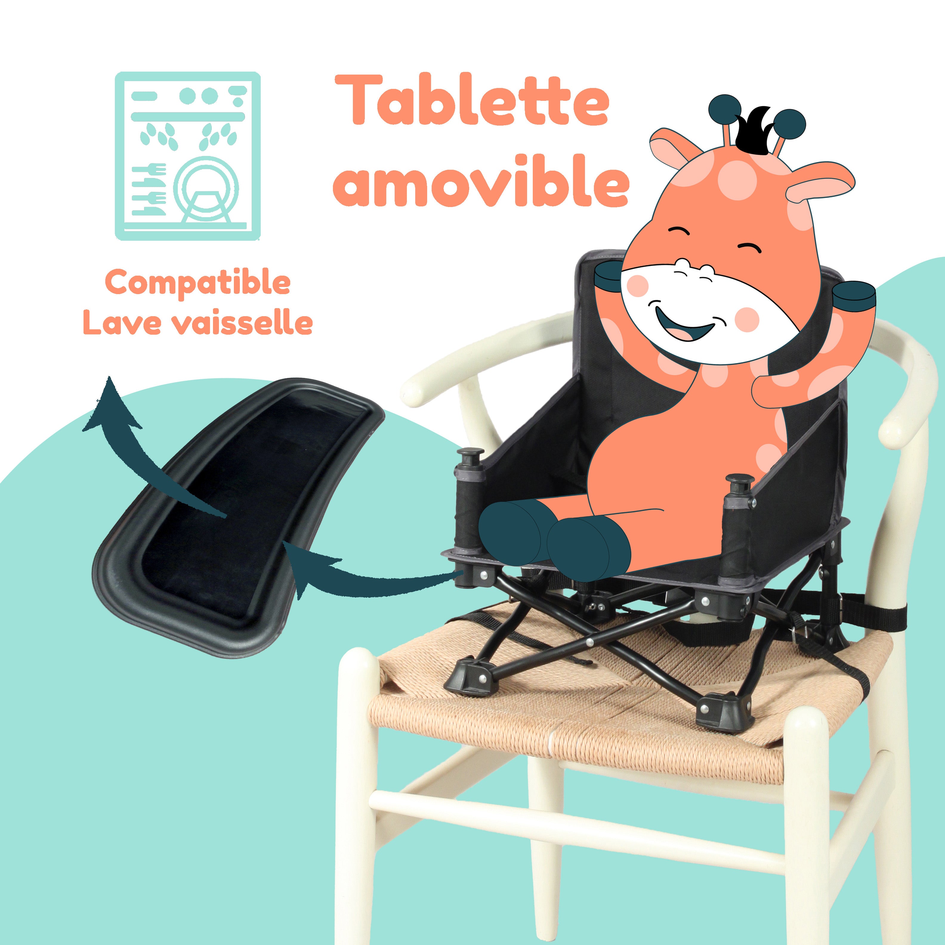 BAMBISOL - Rehausseur Bébé Nomade Evolutif en Chaise Enfant - Tablet