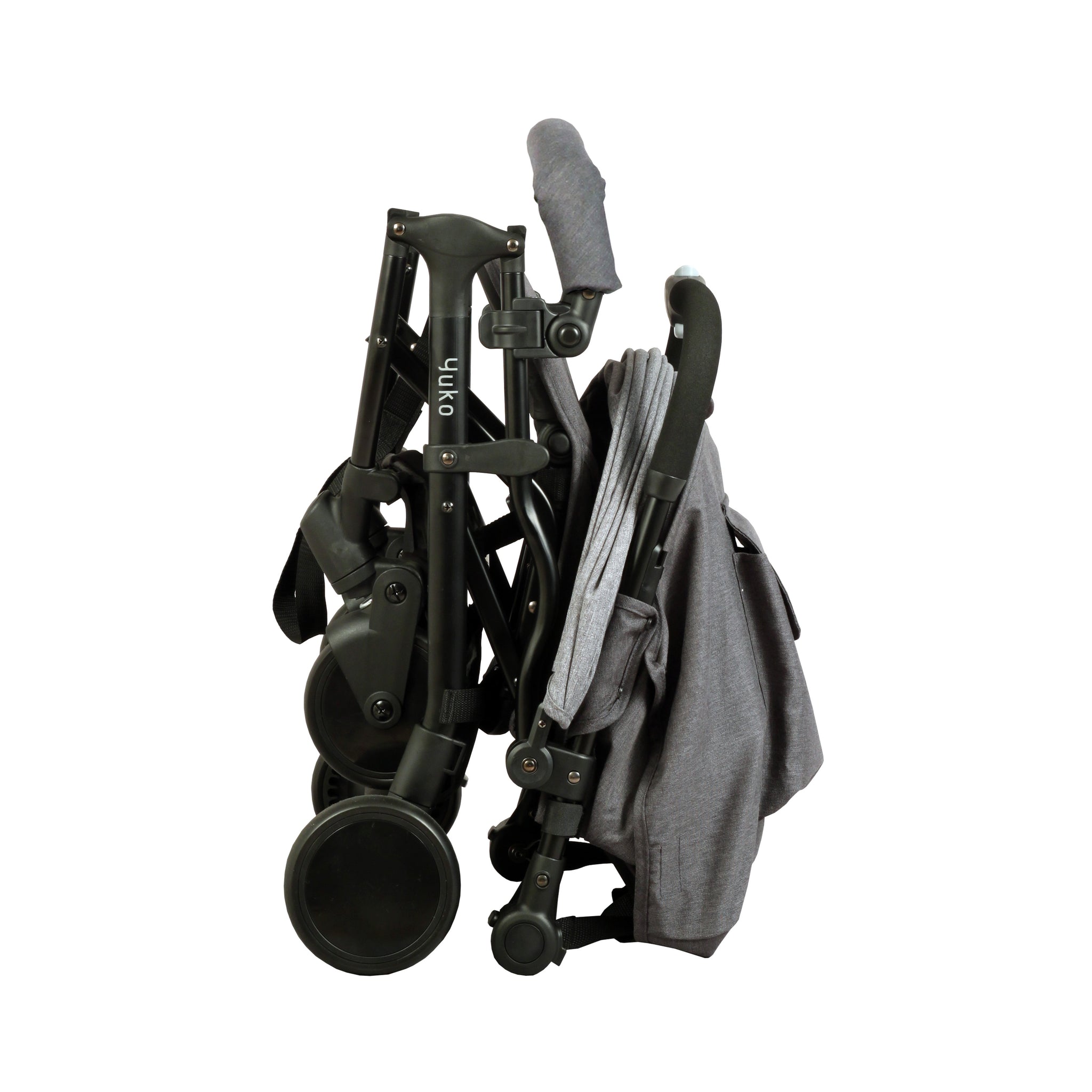 Poussette Canne Compacte Bambisol YUKO² - Dès La Naissance Jusqu'à 22kg, Pliage 1 Main, Repose-Jambe Réglable, Noir Gris